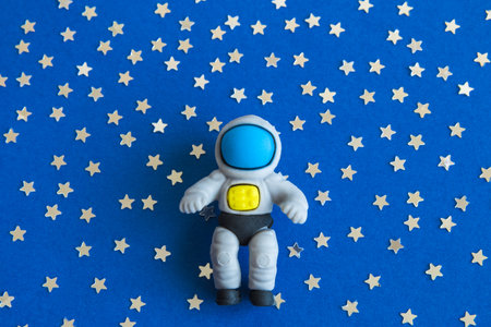 Astronaut in outer space minimal creative concept.の写真素材