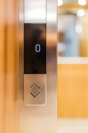 Close up of elevator digital display with buttons. Space for copy.の写真素材