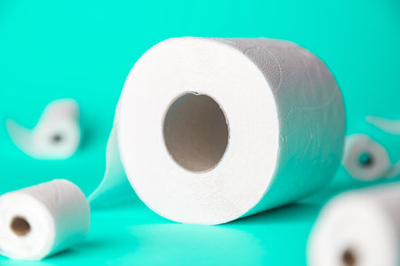 Toilet paper rolls corona virus minimal creative abstract.の写真素材
