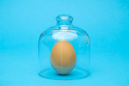 Egg in quarantine minimal creative easter 2020 coronavirus pandemic concept.の写真素材