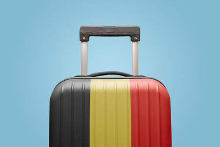 Suitcase with Belgian flag design travel europe concept.の写真素材
