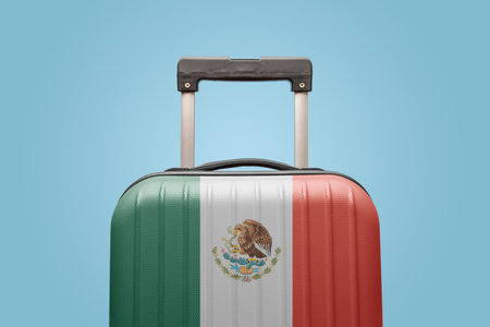 Suitcase with Mexican flag design travel Central America concept.の写真素材