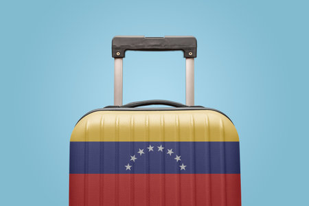 Suitcase with Venezuelan flag design travel South America concept.の写真素材