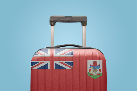 Suitcase with Bermuda flag design travel America concept.の写真素材