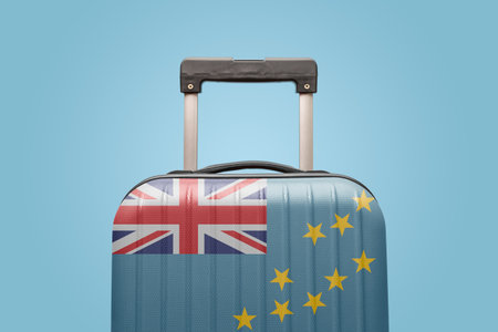 Suitcase with Tuvalu flag design travel America concept.の写真素材