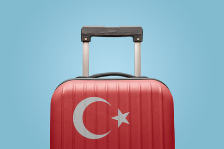 Suitcase with Turkish flag design travel Asia concept.の写真素材