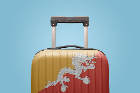 Suitcase with Bhutan flag design travel Asia concept.の写真素材