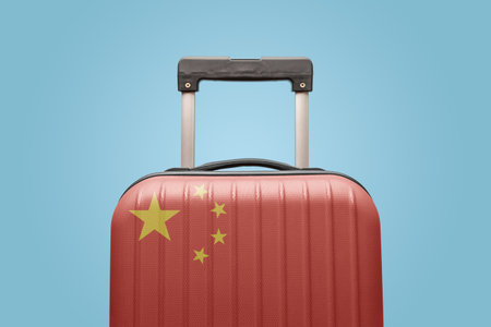 Suitcase with Chinese flag design travel Asia concept.の写真素材