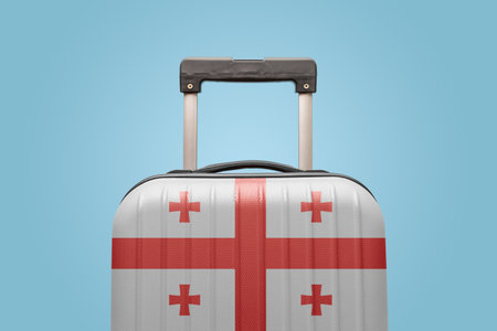 Suitcase with Georgian flag design travel Asia concept.の写真素材