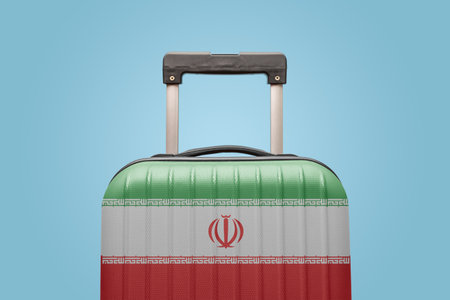 Suitcase with Iranian flag design travel Asia concept.の写真素材