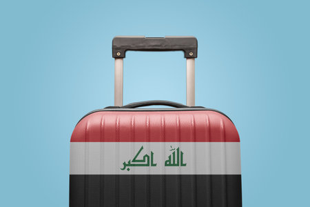Suitcase with Iraqi flag design travel Asia concept.の写真素材