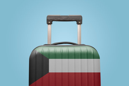 Suitcase with Kuwaiti flag design travel Asia concept.の写真素材