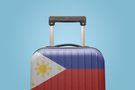 Suitcase with Philippine flag design travel Asia concept.の写真素材