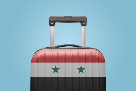 Suitcase with Syrian flag design travel Asia concept.の写真素材