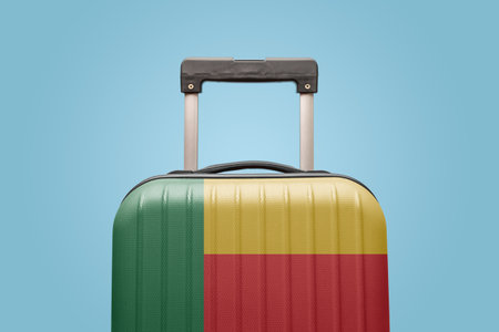 Suitcase with Benin flag design travel Africa concept.の写真素材
