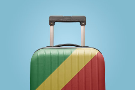 Suitcase with Congolese flag design travel Africa concept.の写真素材