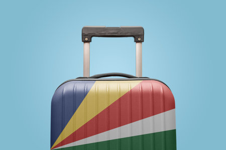 Suitcase with Seychelles flag design travel Africa concept.の写真素材