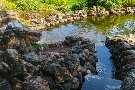A small cascade of water on the Bastion Hill in Riga. Latvia.