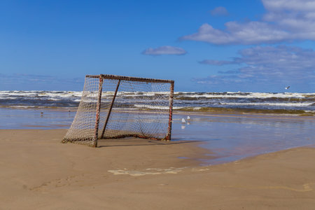 a windy day on the shore of the Gulf of Riga .Jurmala, Latvia -august, 2017.の写真素材
