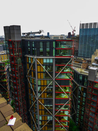 May 20, 2018, England. A view of apartment buildings in London from the height of the observation deck of the Museum of Modern Art.のeditorial素材