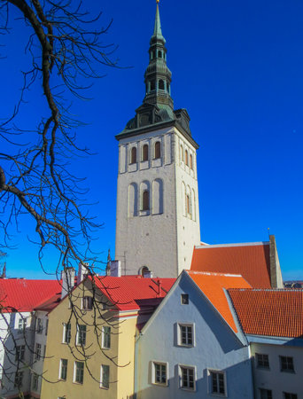 Panoramic view of Tallinn old town. Estonia, Europe.の写真素材
