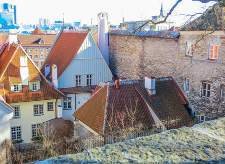 Panoramic view of Tallinn old town. Estonia, Europe.の写真素材