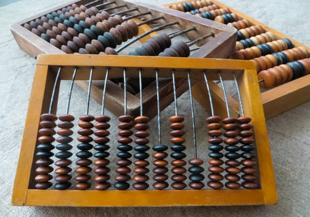 The old abacus, with the help of which produced all mathematical calculations in the middle of the last centuryの写真素材