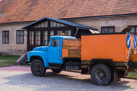 Old truck, made in 70 years of the last century.7 April 2019.Latviaのeditorial素材