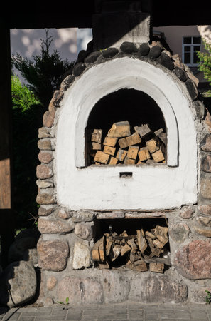 Vintage, old street stone stove and other old thingsの写真素材