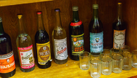 samples of alcohol, which was produced in the eighties in the USSRのeditorial素材