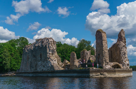 Ruins of the castle in Koknese in Latvia.July 2017の写真素材