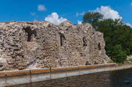 Ruins of the castle in Koknese in Latvia.July 2017の写真素材