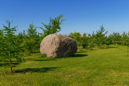 Scenery of stones in Koknese in the park Garden of Destinies in Latviaの写真素材