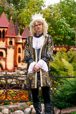 The young boy is dressed like a prince from a fairy tale.Puppet Museum, July 2020 in Preili, Latvia.のeditorial素材