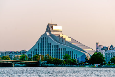 National library building in Riga, 22 September 2020 Latviaのeditorial素材