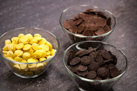 Three types of chocolate, bitter, milk white