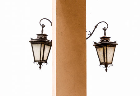 Old vintage street lighting in the Old Town of Krakow.
