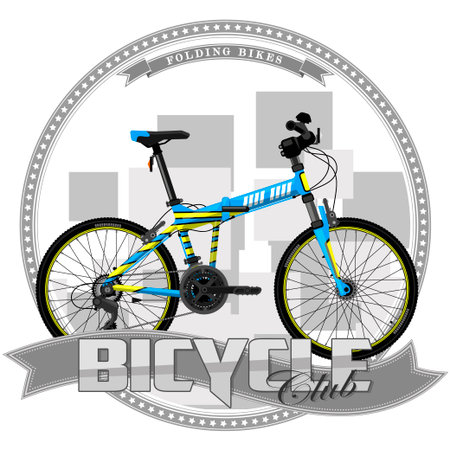 A bicycle of a certain type, on a symbolic background. Bicycle, text and background are located on separate layers.のイラスト素材