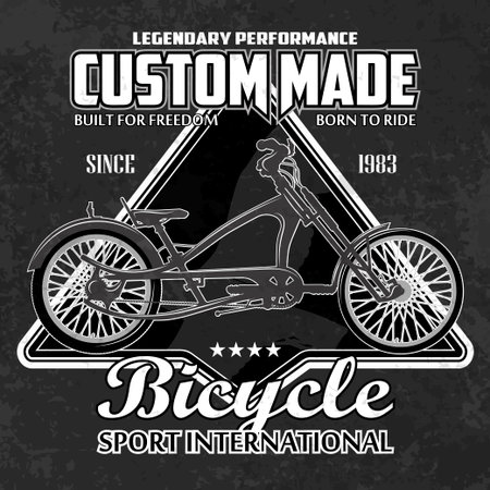 Bike emblem with grunge elements. The text and the bicycle are located on separate layers. Cracks and abrasions can be disabled.のイラスト素材