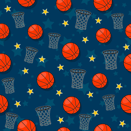 The seamless pattern on the basketball theme.のイラスト素材