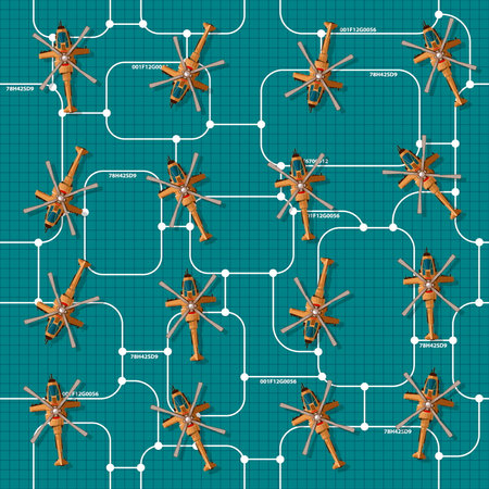 Military unit on a grid background. Seamless pattern.のイラスト素材