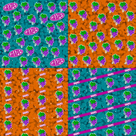 Seamless patterns with fruits. 4 elements set. For decorations.のイラスト素材