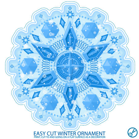 Winter snowflake pattern. Easy to cut and stick on a smooth surface. Use in the New Year's design.のイラスト素材
