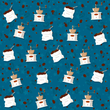 Coffee theme seamless patterns. For decoration, print, wrapping paper or advertising.のイラスト素材