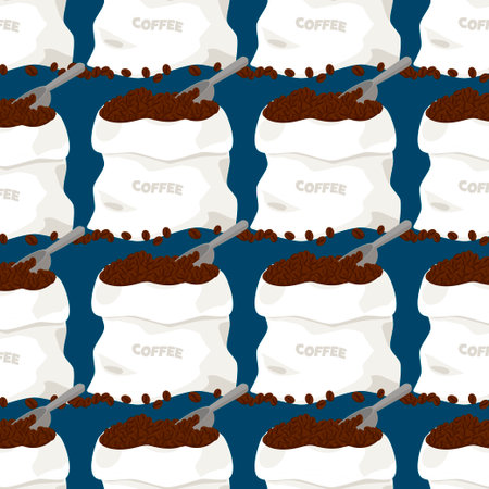 Coffee theme seamless patterns. For decoration, print, wrapping paper or advertising.のイラスト素材