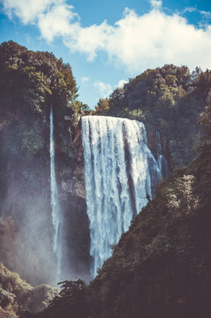 View of Marmore waterfall in Italy during summerの写真素材