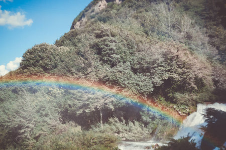 View of Marmore waterfall in Italy during summerの写真素材