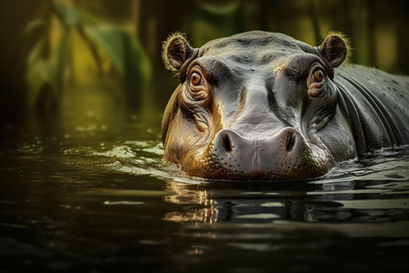 Hippopotamus in the water. Wildlife scene from nature.の素材