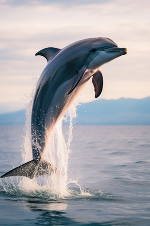 Dolphin jumping out of the water. Freeze frame.の素材