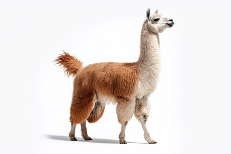 Llama isolated on white background. Vicugna pacosの素材